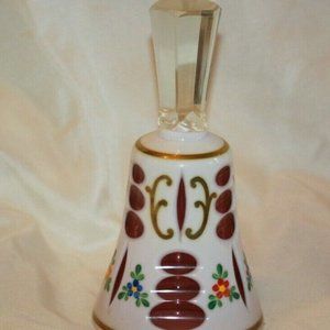 Czech Bohemian Cranberry Cased to White Glass BELL LOT 4364